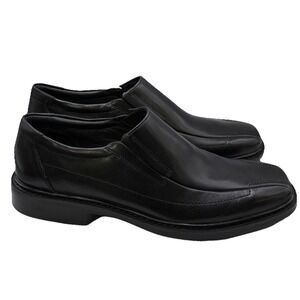 NWOT Bostonian Shoes Comfort Mens 10.5 Black Slip On Leather Square Toe Loafer